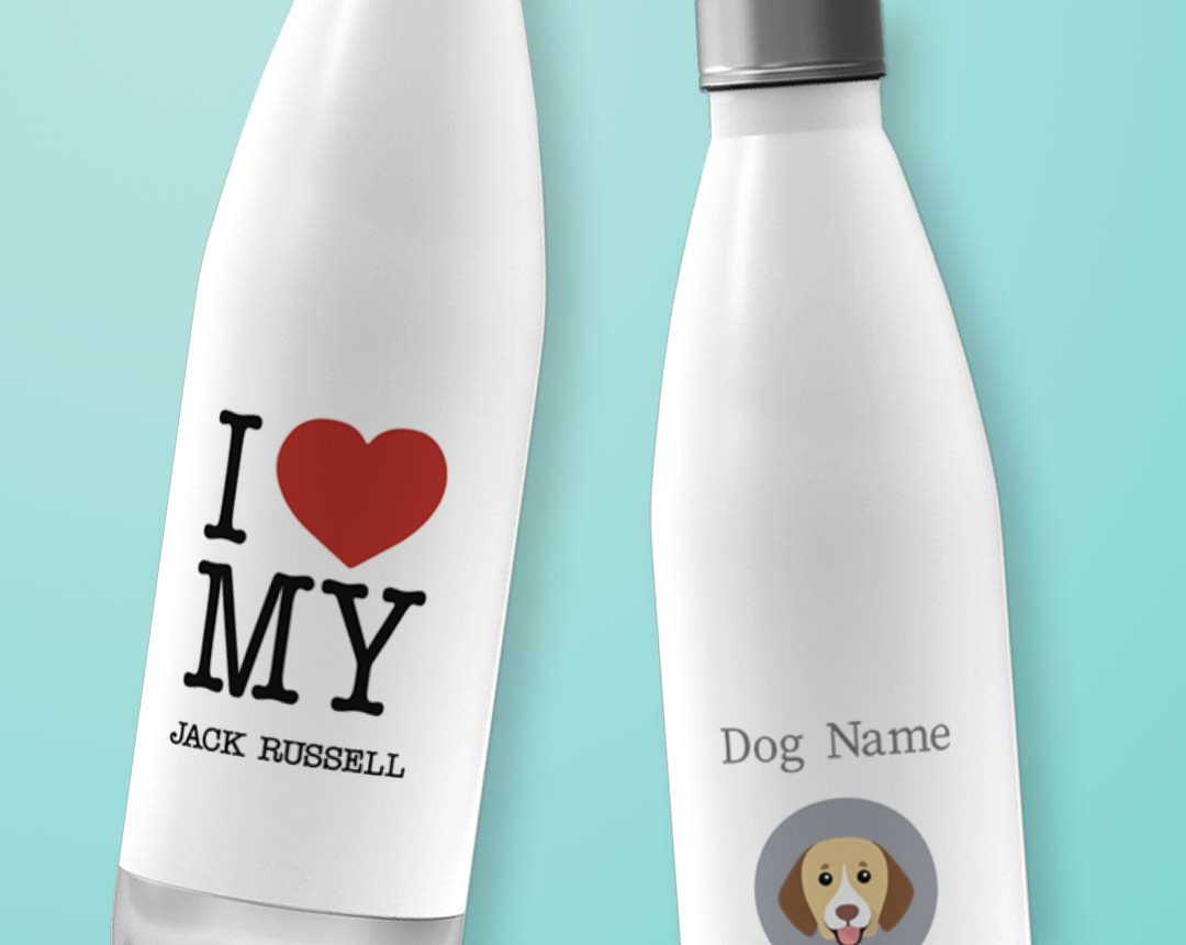 Two Insulated Metal Personalised Dog Water Bottles